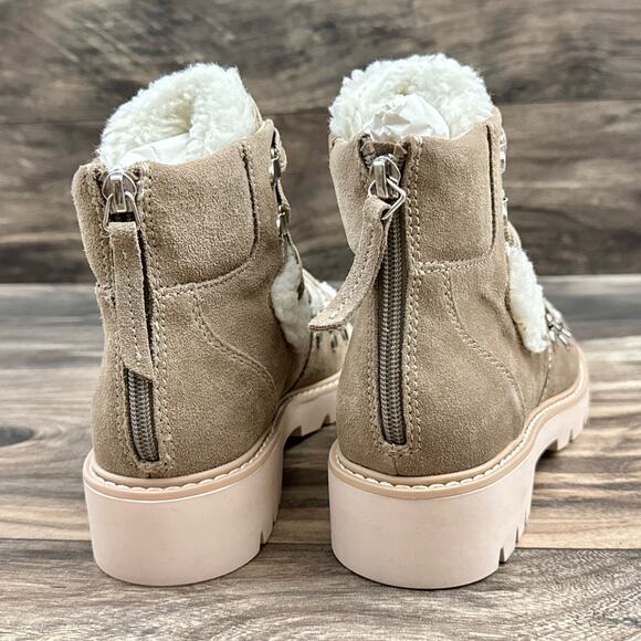 NEW Dolce Vita Pace 8 Faux Shearling Trim Lug Sole Suede Hiker Ankle Boots - Picture 9 of 12